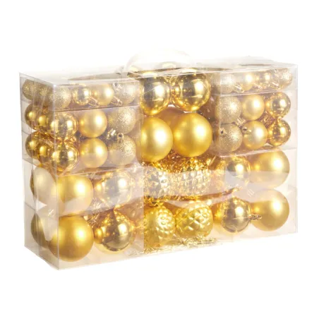 Lot de 100 Boules de Noël Dorées - Assortiment Brillant, Mat et Pailleté