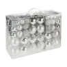 Lot de 100 Boules de Noël Argentées - Effets Brillant, Mat et Pailleté