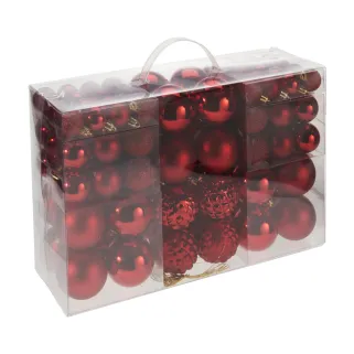 Lot de 100 Boules de Noël Rouges - Décoration Festive Variée