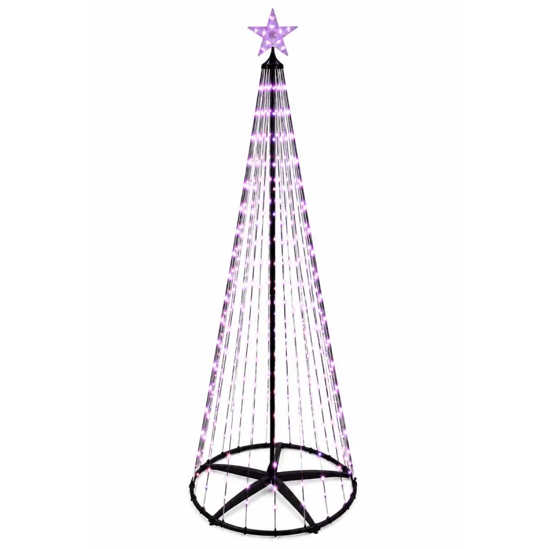 Sapin de Noël LED Argenté 210 cm - 370 LED RGB Numériques avec Télécommande