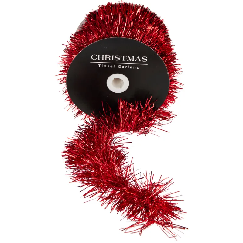 Guirlande Lametta Rouge 10m - Décoration Festive PVC
