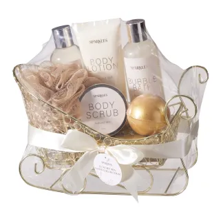 Coffret Cadeau Traîneau Doré - Soin Corps Luxueux 6 Pièces
