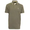 Polo brodé sanglier manches courtes coton piqué kaki