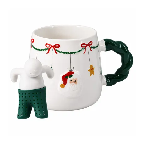 Set de 2 Mugs avec Filtre à Thé en Porcelaine 