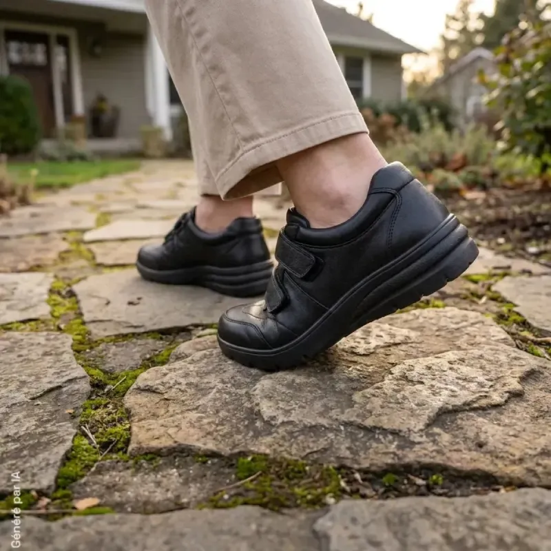 Chaussures à scratch Dist noires pour femme - Confort tout cuir