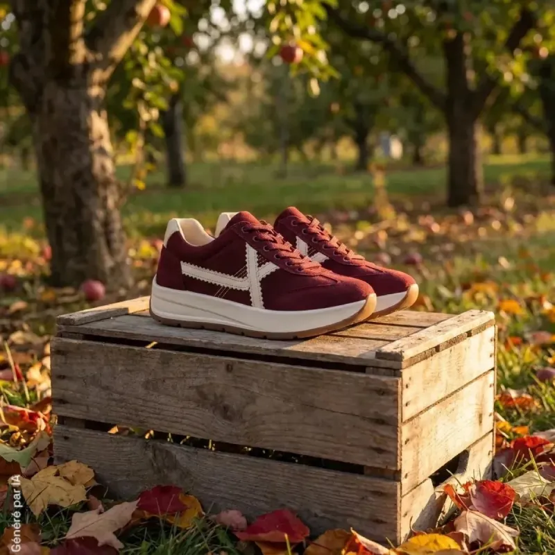 Baskets Jiru bordeaux à lacets élastiques pour femme
