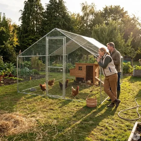 Enclos volaille métal galvanisé 12 m² – maille 25 mm