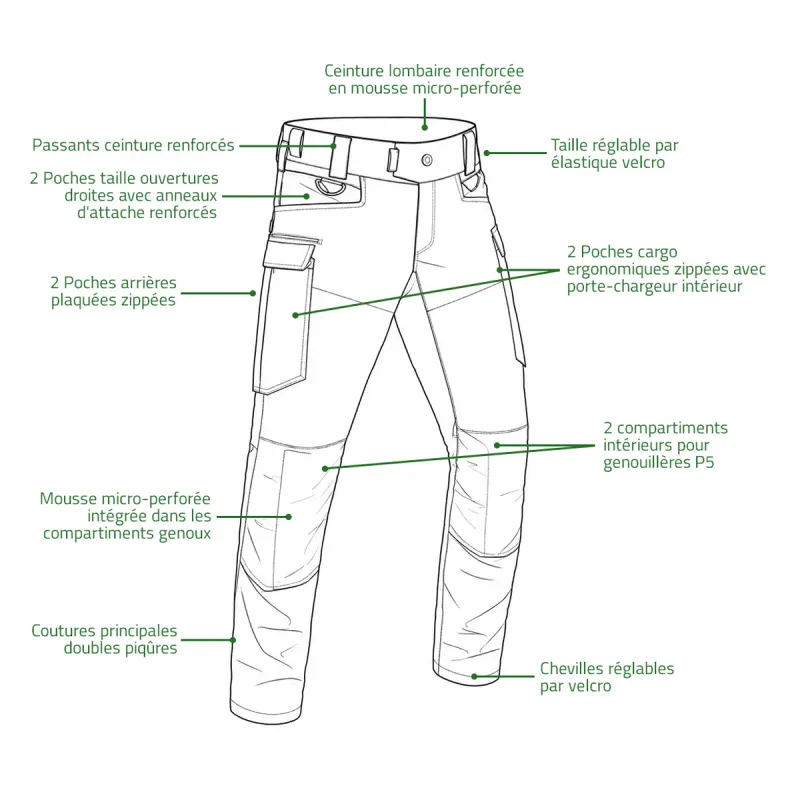 Pantalon Fighter noir de 40 à 54