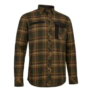 Chemise à carreaux Bennett vert avec détails en suédine