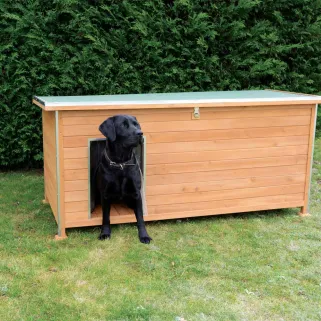 Niche isolée pour chien en bois – Extérieur été/hiver – 120 x 75 x H 75 cm