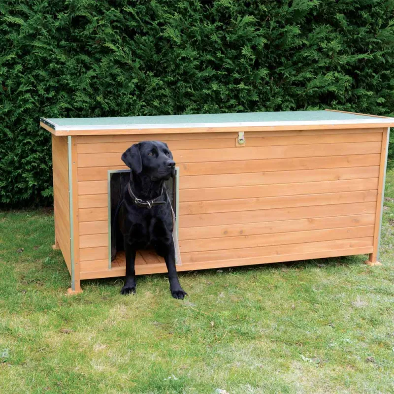 Niche isolée pour chien en bois – Extérieur été/hiver – 120 x 75 x H 75 cm