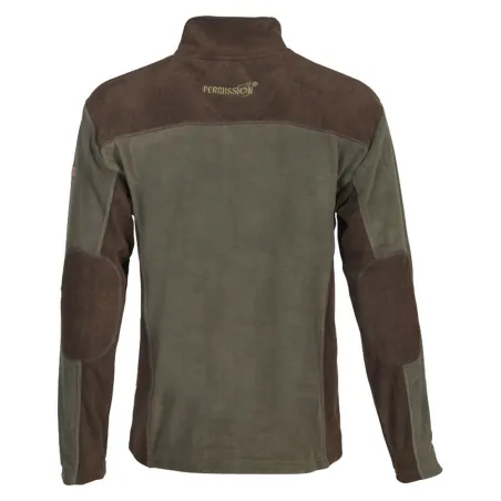 Polo polaire kaki Percussion® à manches longues – Col montant zippé