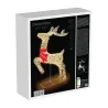 Renne Lumineux LED Doré avec Nœud Rouge - Décoration Noël Extérieure 50x88cm