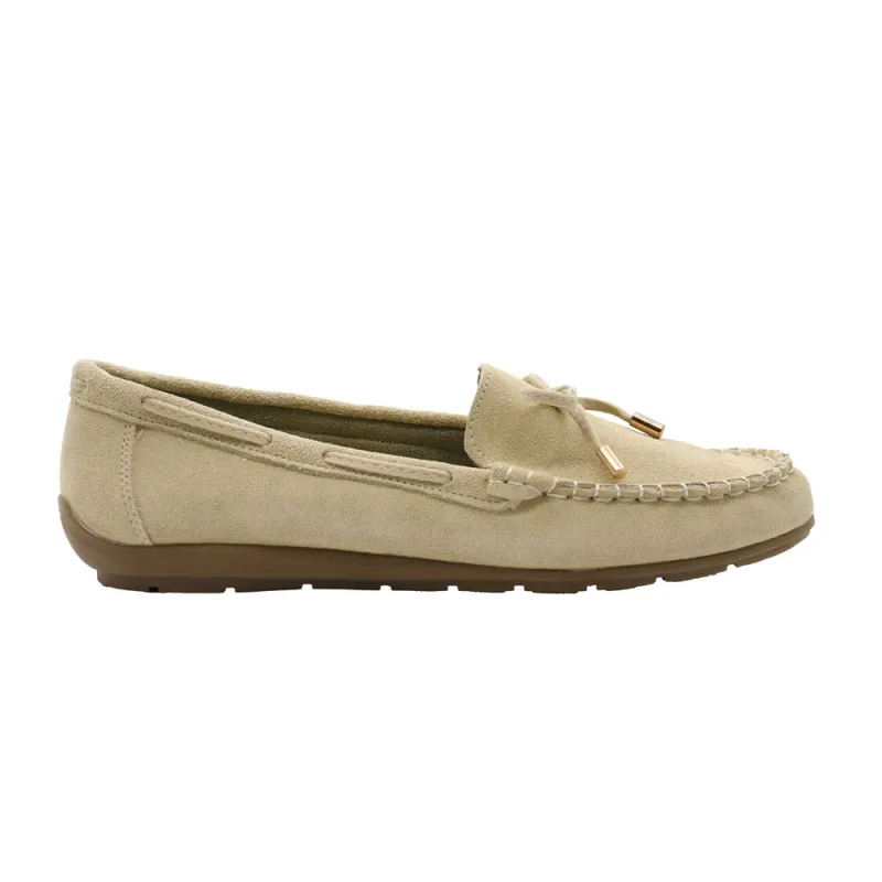 Chaussures bateau facile à enfiler femme cuir beige de 36 à 41