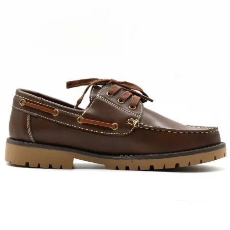 Chaussures bateau semelle crantée synthétique marron 40 à 46