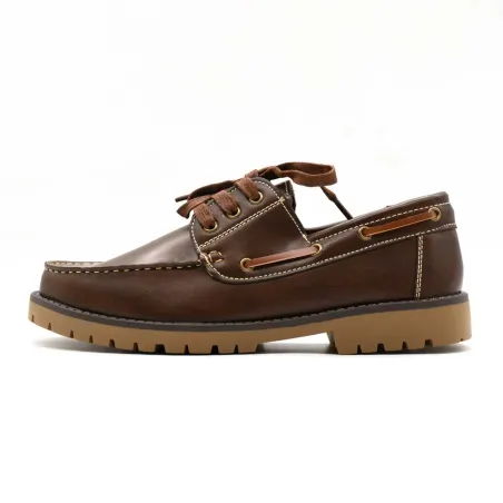 Chaussures bateau semelle crantée synthétique marron 40 à 46