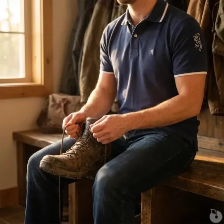 Polo Ultra 79 Browning® Homme - Bleu Coton Respirant