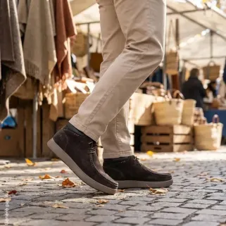 Baskets Montantes Dalau en Cuir Marron pour Homme