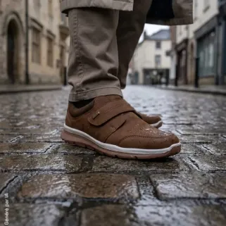 Chaussures Homme Nash Marron à Scratch - Cuir et Membrane TEX