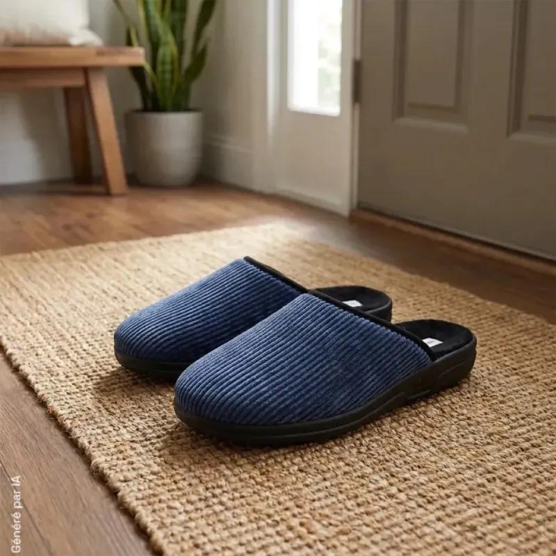Chaussons Mules Clot Bleus - Made in France
