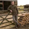 Chemise à carreaux Bennett vert avec détails en suédine