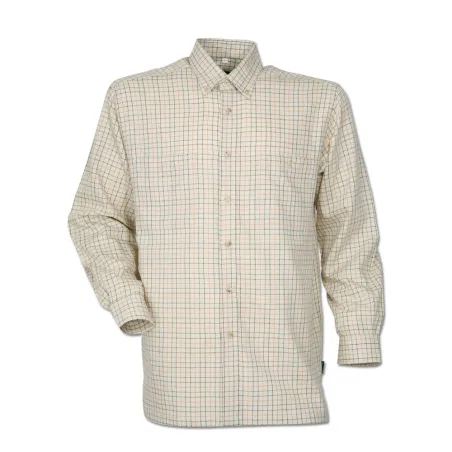 Chemise à carreaux coton tissé fond écru S à 4XL