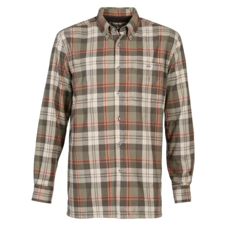 Chemise coton doublée polaire kaki rouge 130g/m² poche poitrine