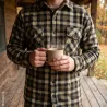 Chemise Chasse chaude à carreaux 2 poches polyester kaki M à 3XL