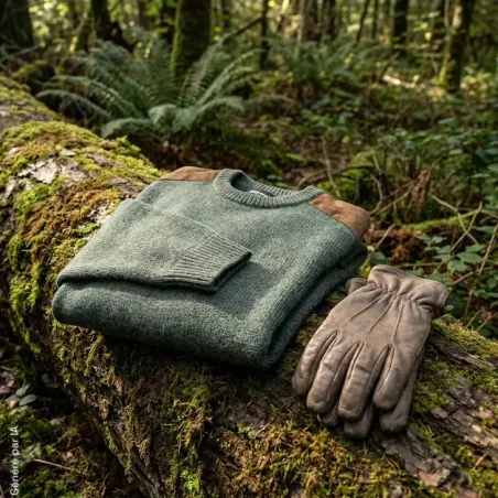 Pull col rond Verney Carron La Ligne Rocheval vert forêt