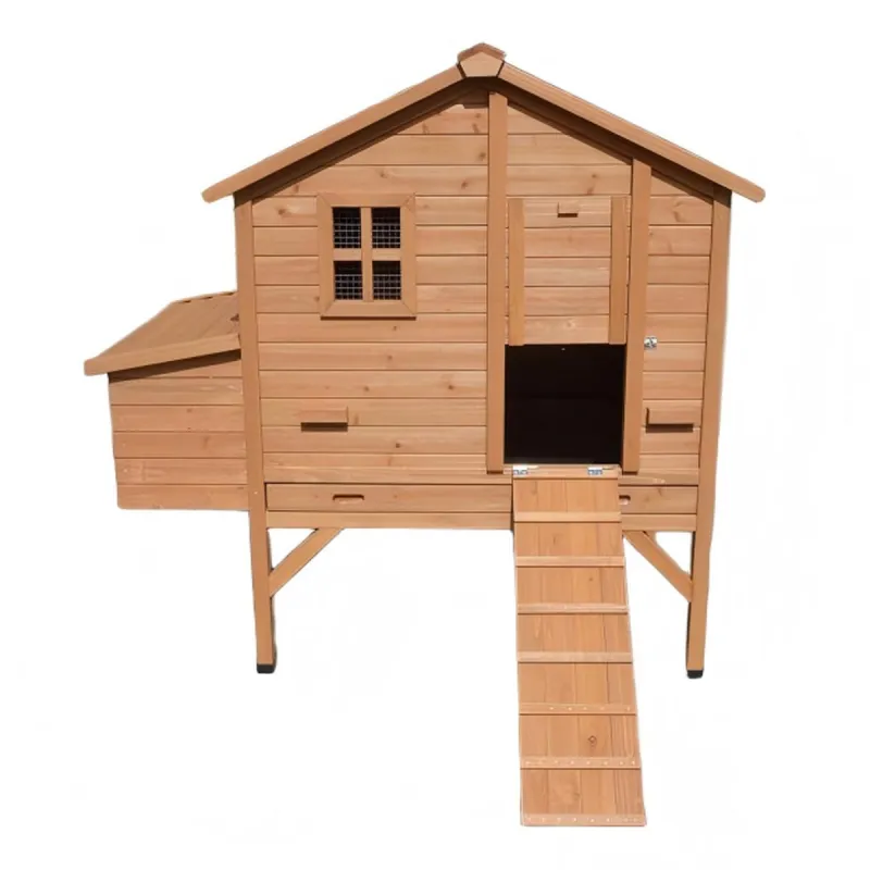 Poulailler en bois surélevé 140x90x135 cm - Espace confortable pour poules