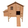 Poulailler en bois surélevé 140x90x135 cm - Espace confortable pour poules