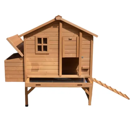 Poulailler en bois surélevé 140x90x135 cm - Espace confortable pour poules