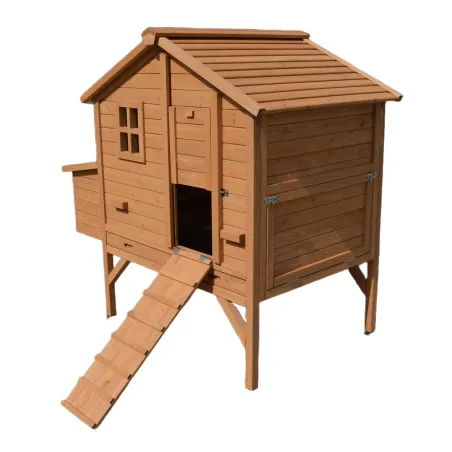 Poulailler en bois surélevé 140x90x135 cm - Espace confortable pour poules