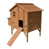 Poulailler en bois surélevé 140x90x135 cm - Espace confortable pour poules