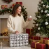 Lot de 100 Boules de Noël Argentées - Effets Brillant, Mat et Pailleté