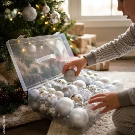 Lot de 100 Boules de Noël Argentées - Effets Brillant, Mat et Pailleté