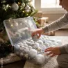 Lot de 100 Boules de Noël Argentées - Effets Brillant, Mat et Pailleté