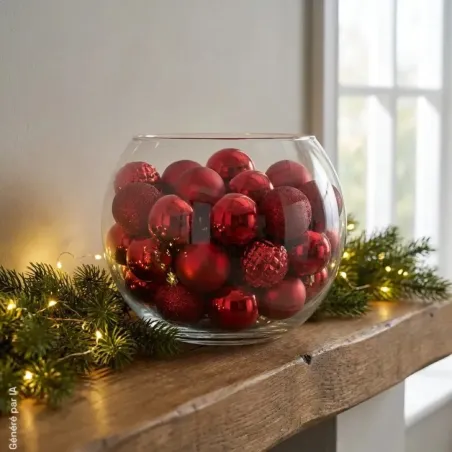 Lot de 100 Boules de Noël Rouges - Décoration Festive Variée
