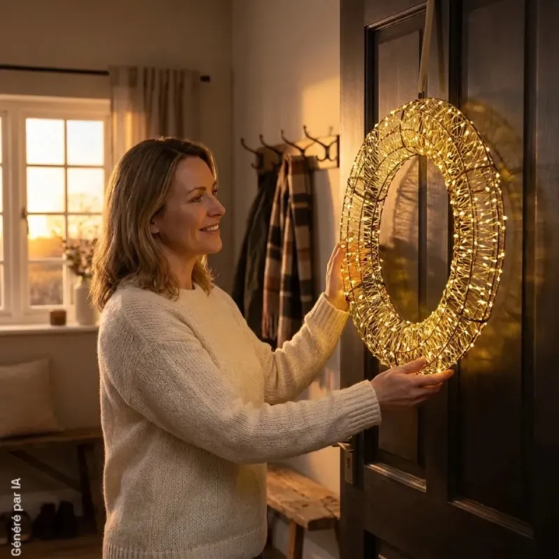 Couronne LED 50 cm - 720 LEDs Blanc Chaud avec Variateur et Minuterie