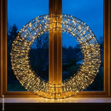 Couronne LED 50 cm - 720 LEDs Blanc Chaud avec Variateur et Minuterie
