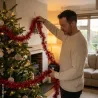 Guirlande Lametta Rouge 10m - Décoration Festive PVC