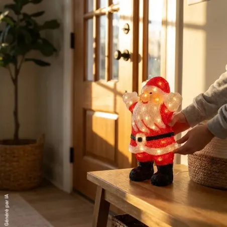 Décoration Père Noël Lumineux en Acrylique - 50 LED Blanches