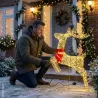 Renne Lumineux LED Doré avec Nœud Rouge - Décoration Noël Extérieure 50x88cm