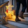 Renne Lumineux LED Doré avec Nœud Rouge - Décoration Noël Extérieure 50x88cm