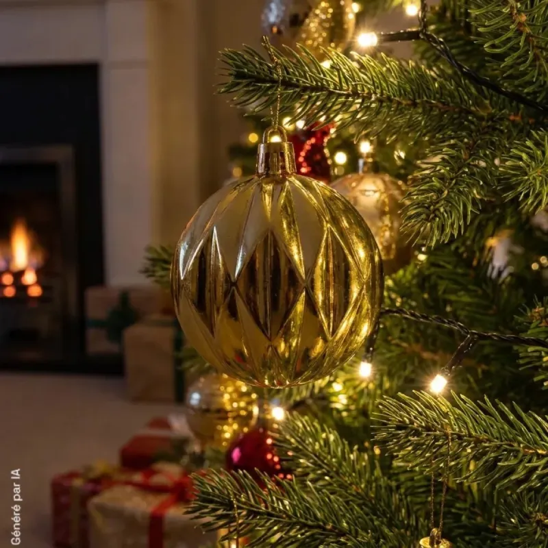 Lot de 100 Boules de Noël Dorées - Assortiment Brillant, Mat et Pailleté