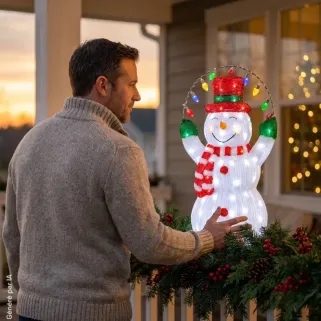 Bonhomme de Neige LED Acrylique 69 cm - Décoration Lumineuse Extérieure