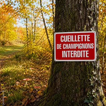 Cueillette champignons interdite alu 30x20 cm | Ducatillon