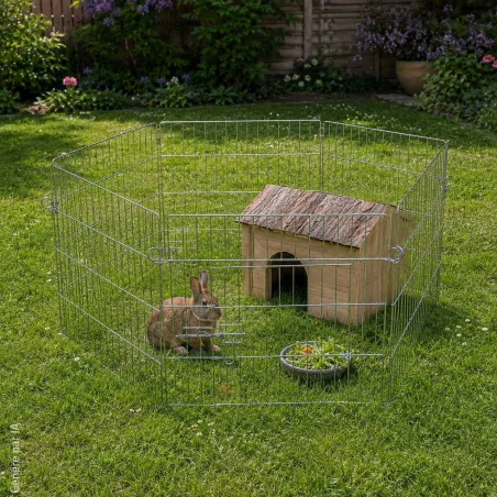 Enclos Hexagonal + filet de protection pour rongeurs ou chiots