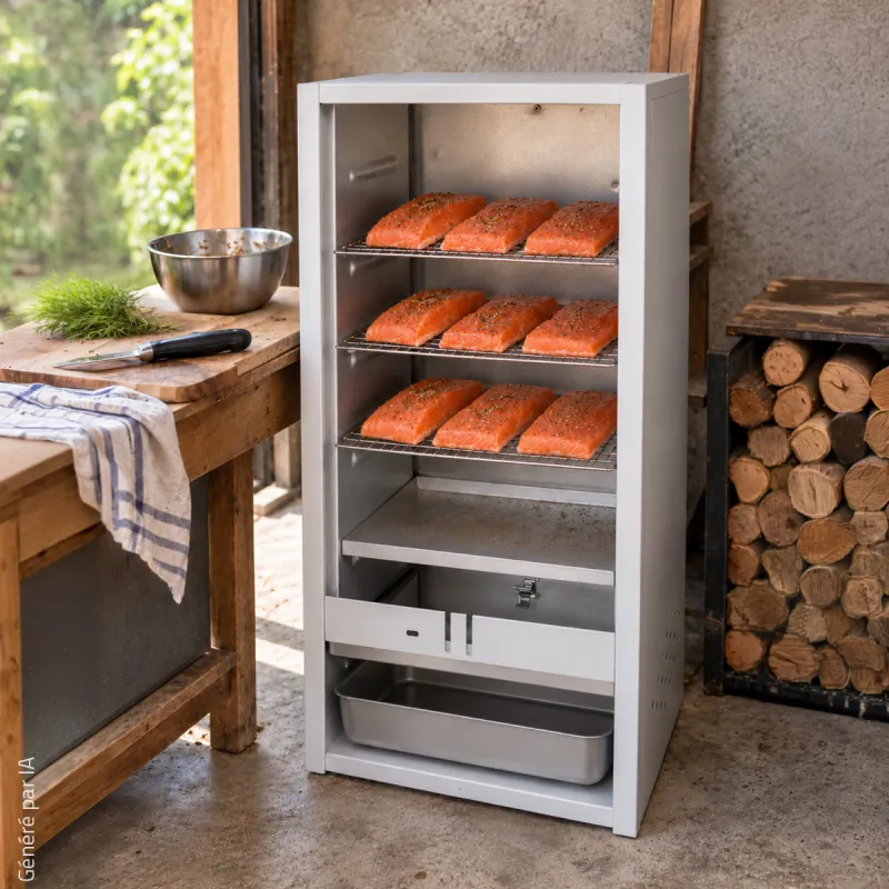 Fumoir Peetz 75 cm en acier aluminisé chaud et froid