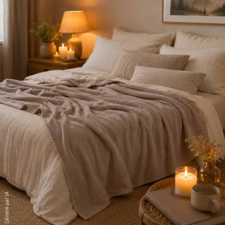 Plaid polaire taupe 125x150 cm doux et chaleureux | Ducatillon